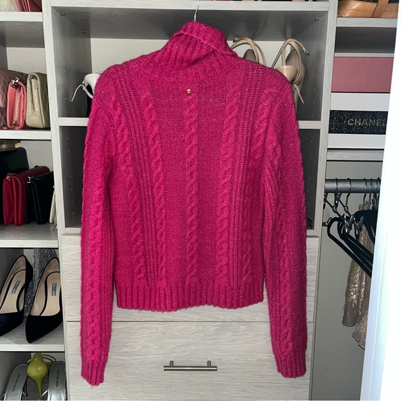 Versace Hot Pink Metallic Warm Sweater Cable Knit - Picture 4 of 6
